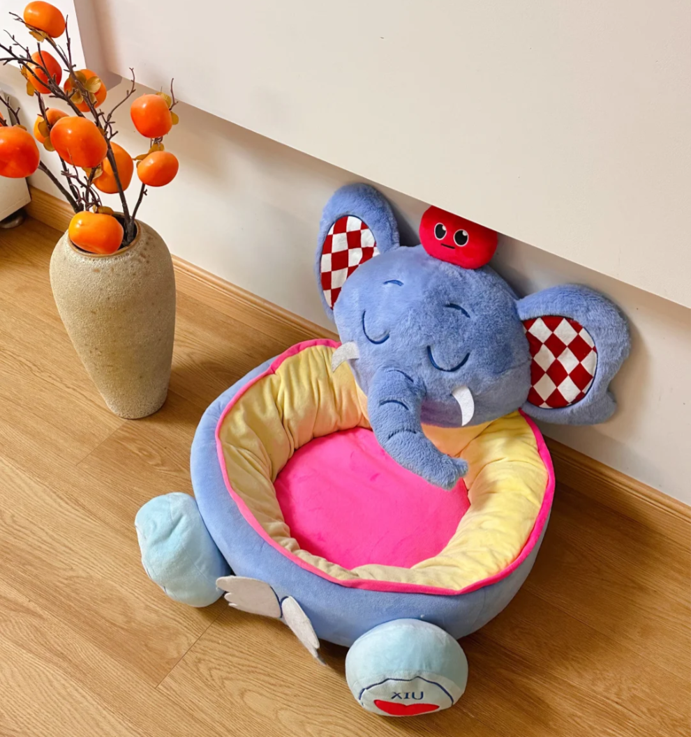 Enchanted Elephant Pet Bed | Plush Nursery-Inspired Hideaway for Cats & Small Dogs